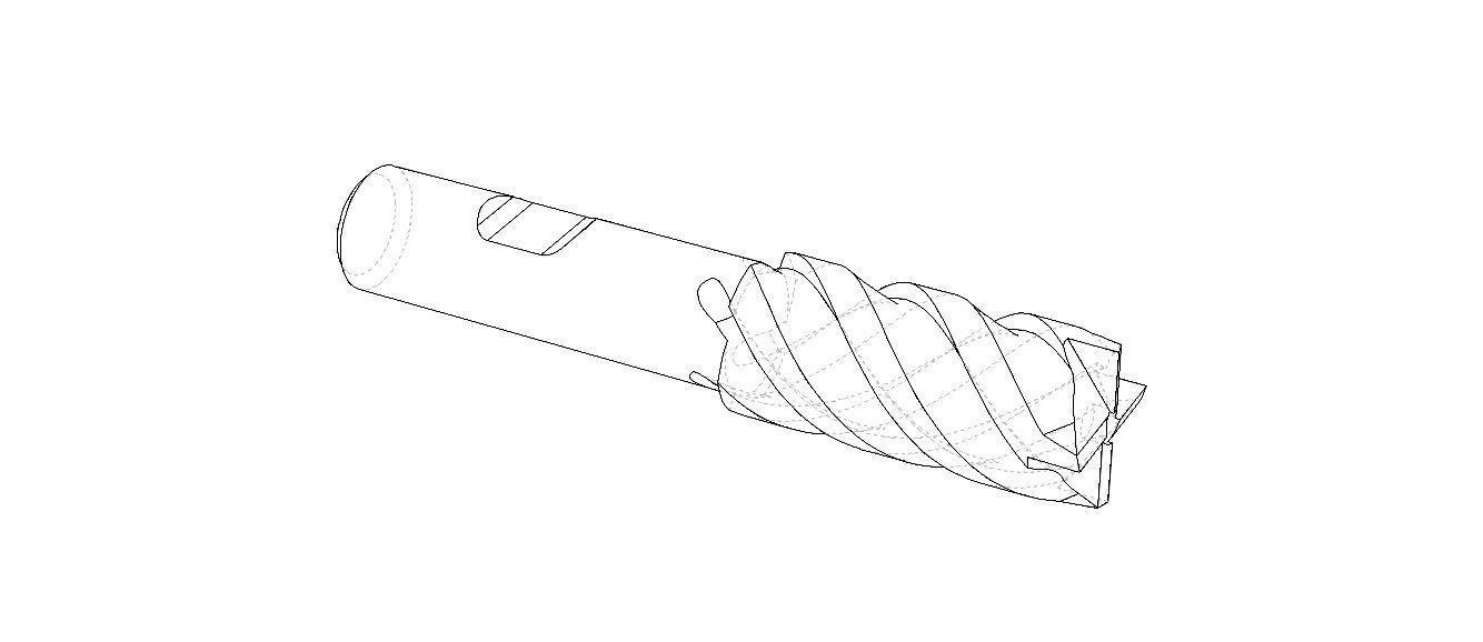 20mm Metric Single End Mill - 4 flutes 3D model_35