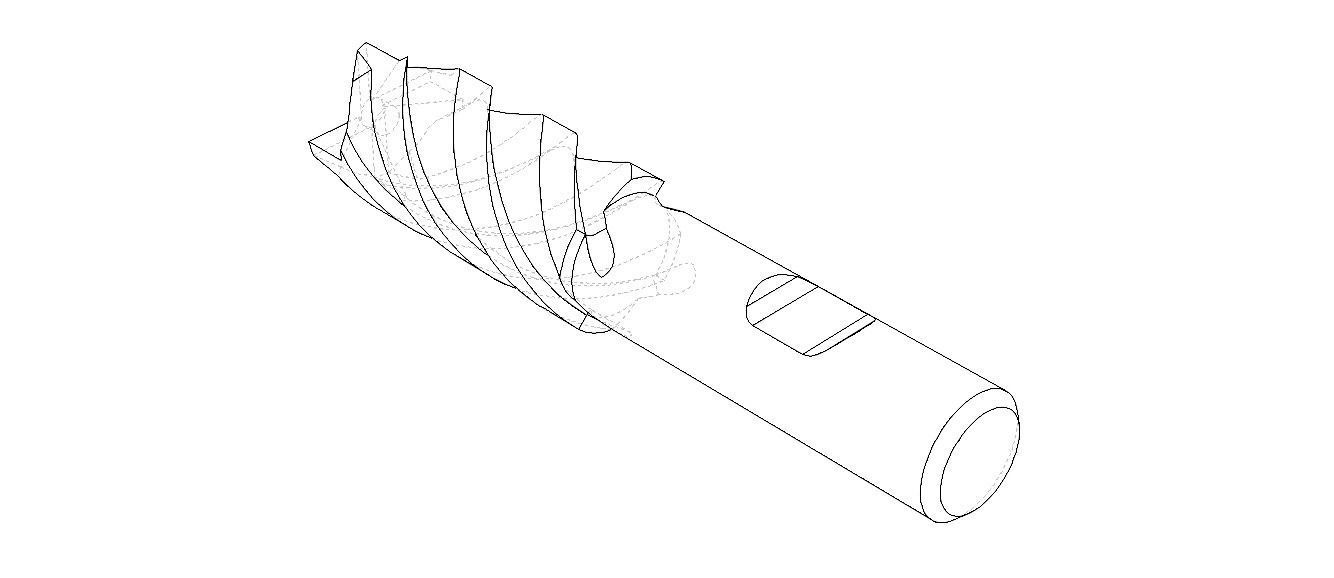 20mm Metric Single End Mill - 4 flutes 3D model_7