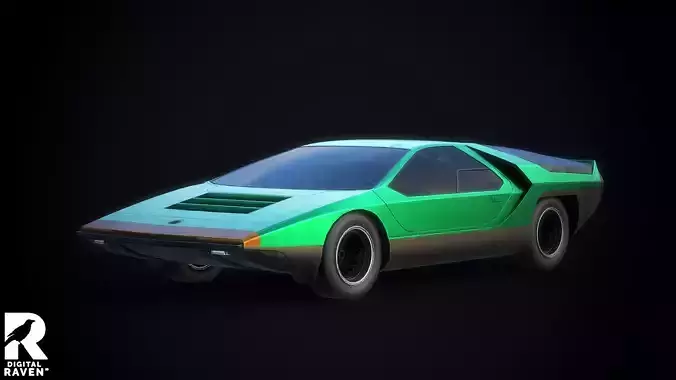 Alfa Romeo Carabo Authentic Car Game Ready Low-poly 3D model