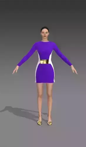 Dress  hourglass shape color purple 