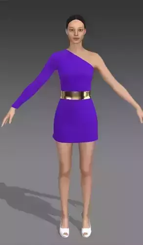 One shoulder dress purple color