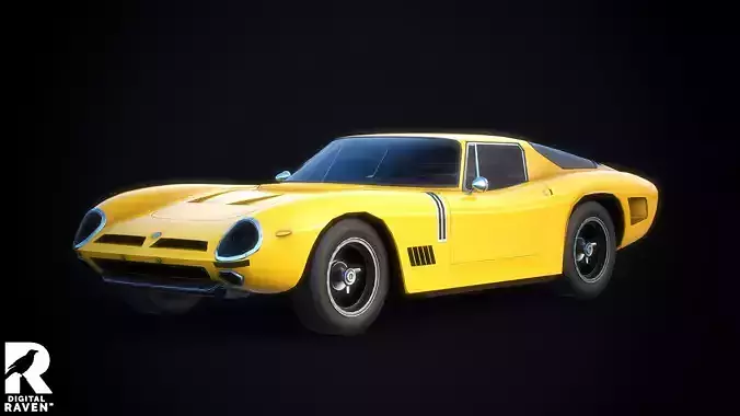 Bizzarini 5300 Authentic Car Game Ready Low-poly 3D model