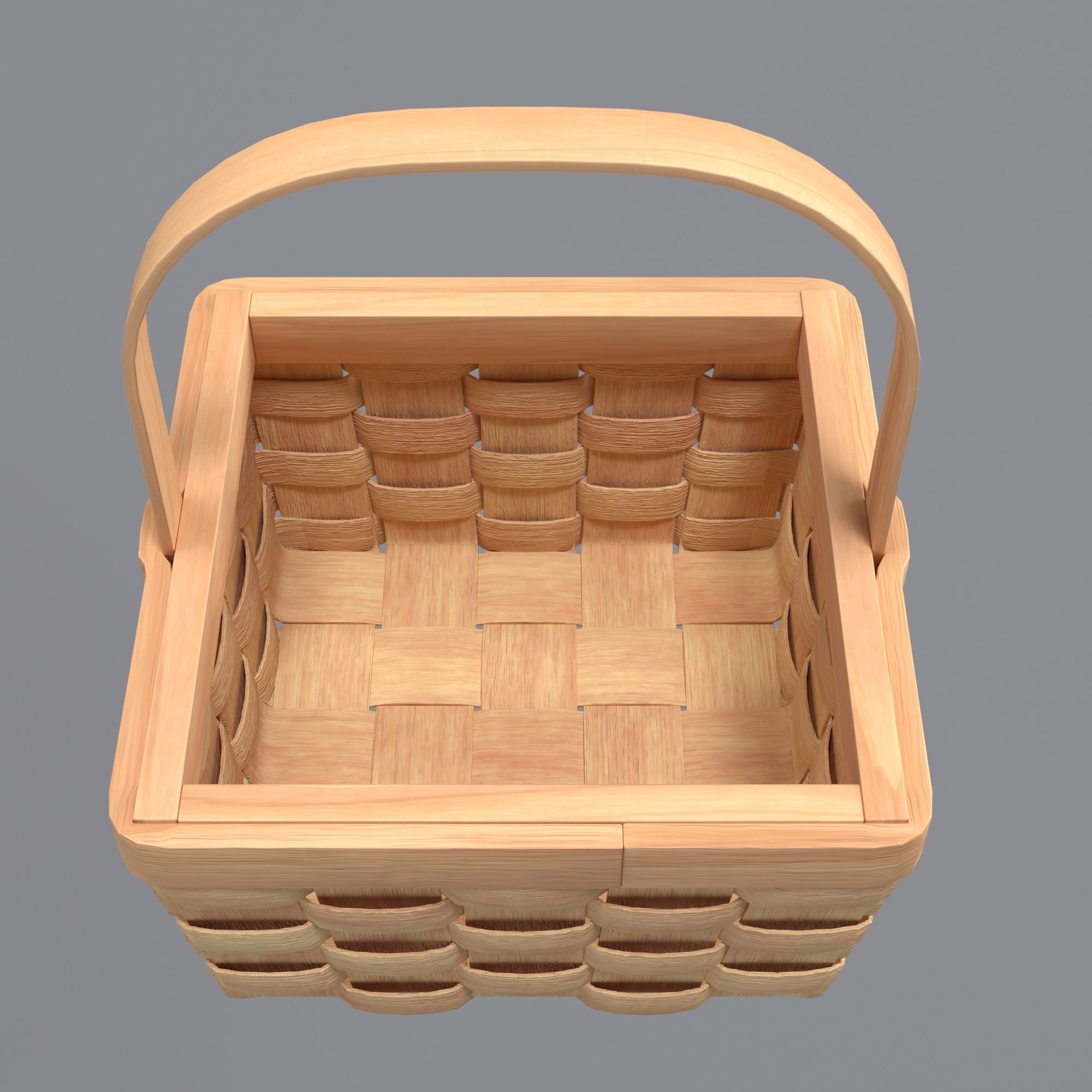 Basket with cherries and strawberries 3D model_5