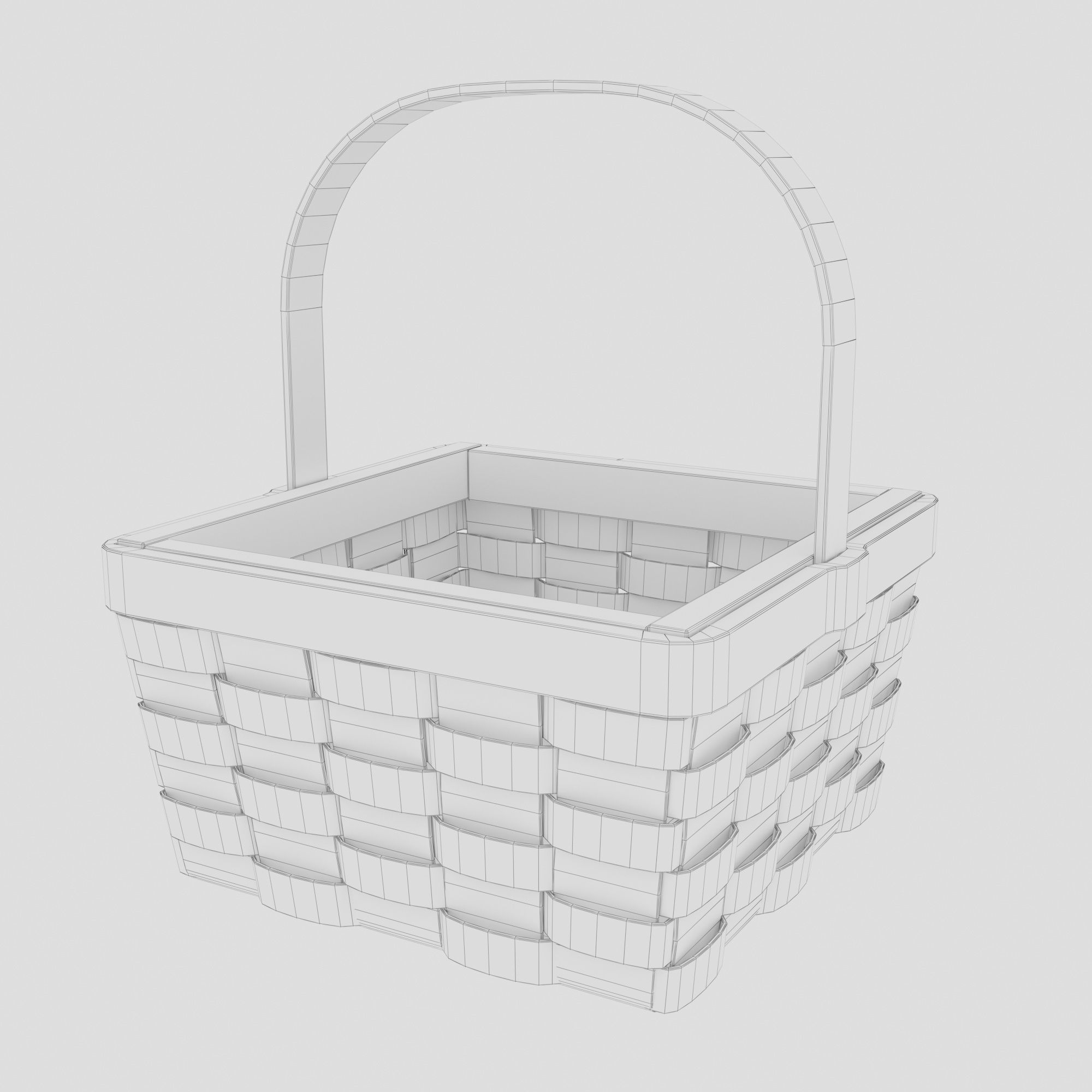 Basket with cherries and strawberries 3D model_10