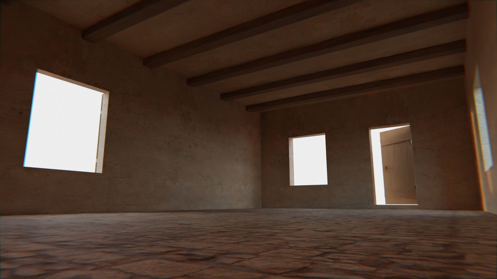 Desert ancient house with door  and window 1 Low-poly 3D model_3