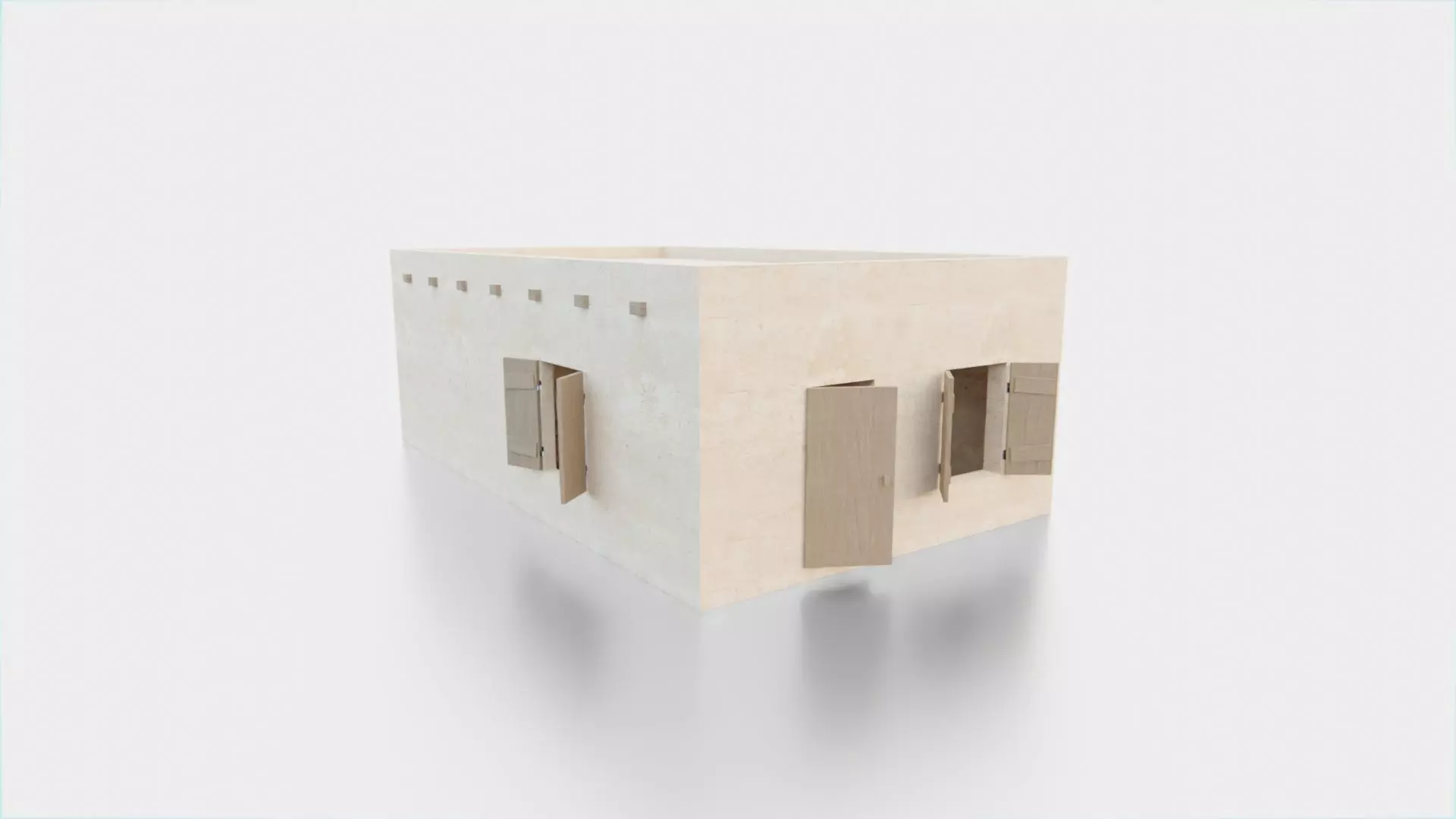 Desert ancient house with door  and window 1 Low-poly 3D model_0