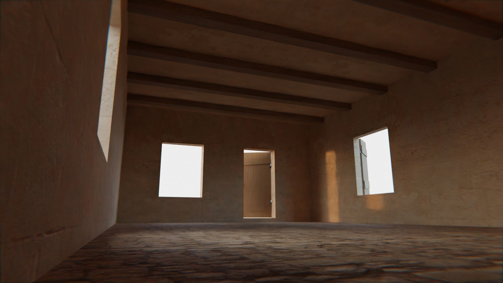 Desert ancient house with door  and window 1 Low-poly 3D model_5