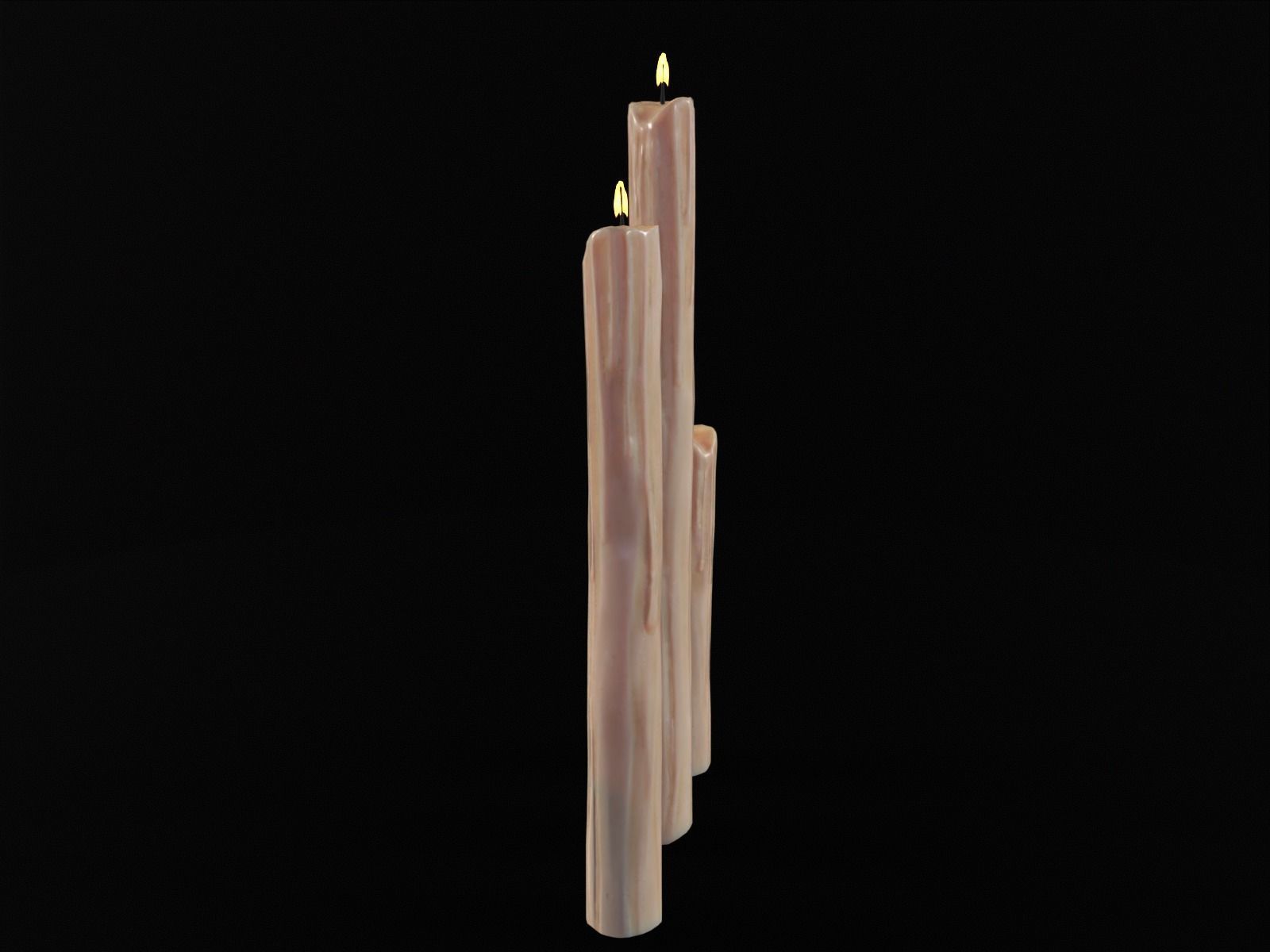 Thin Melted Candles Low-poly 3D model_12
