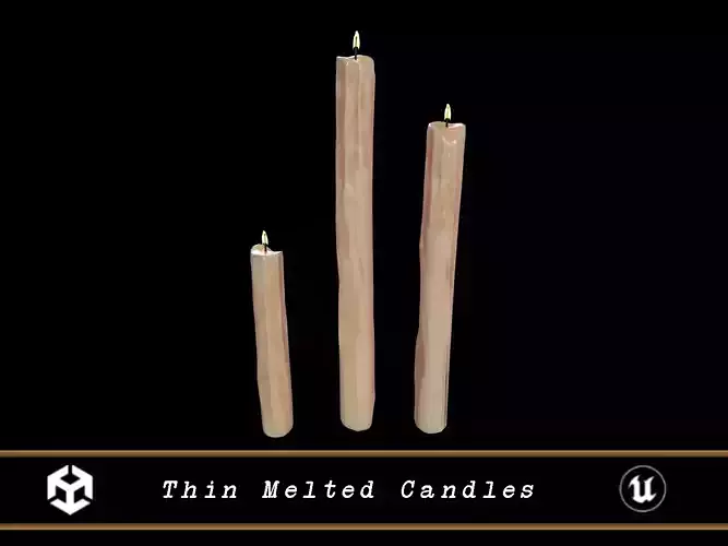 Thin Melted Candles Low-poly 3D model