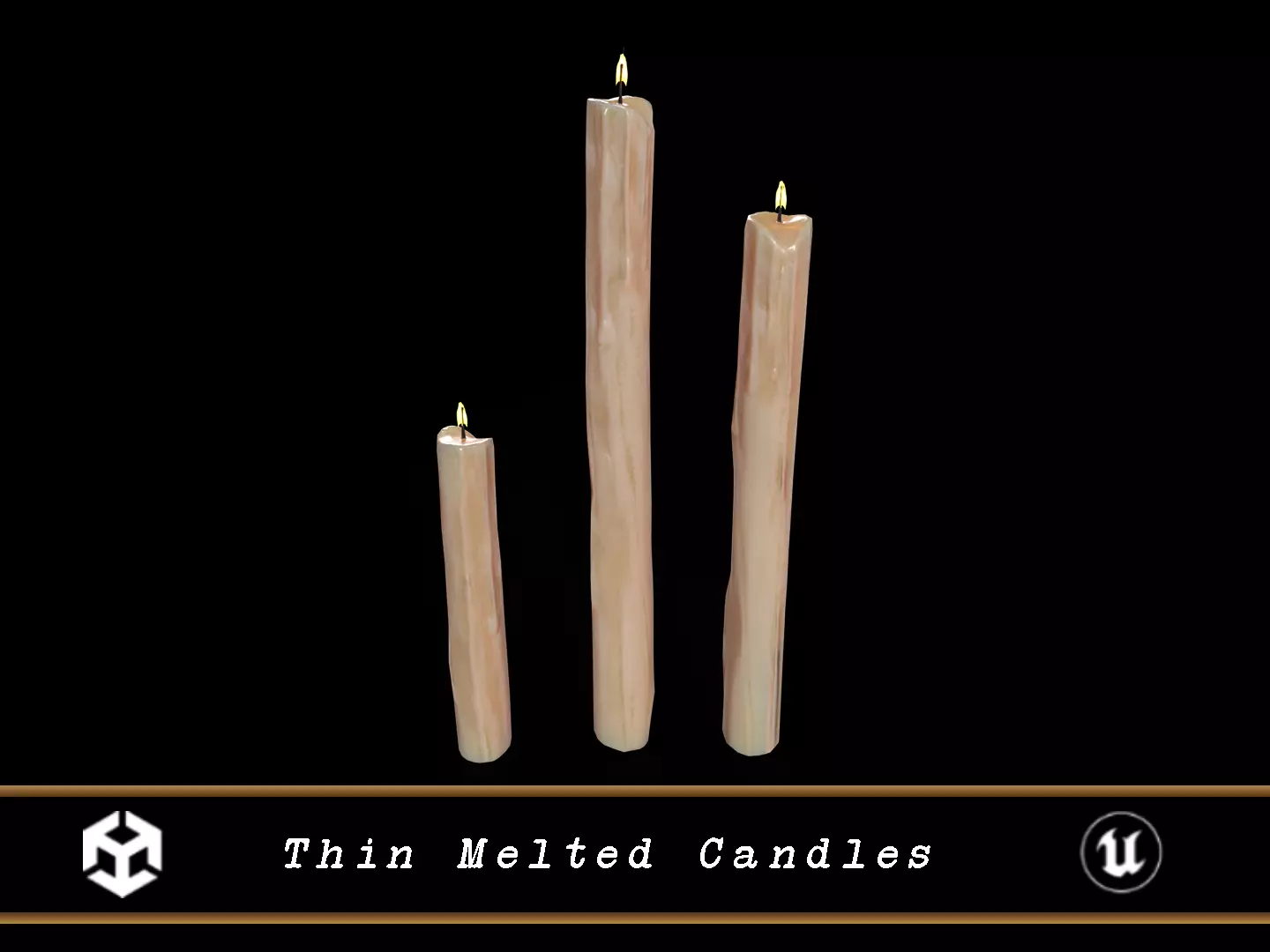 Thin Melted Candles Low-poly 3D model_0