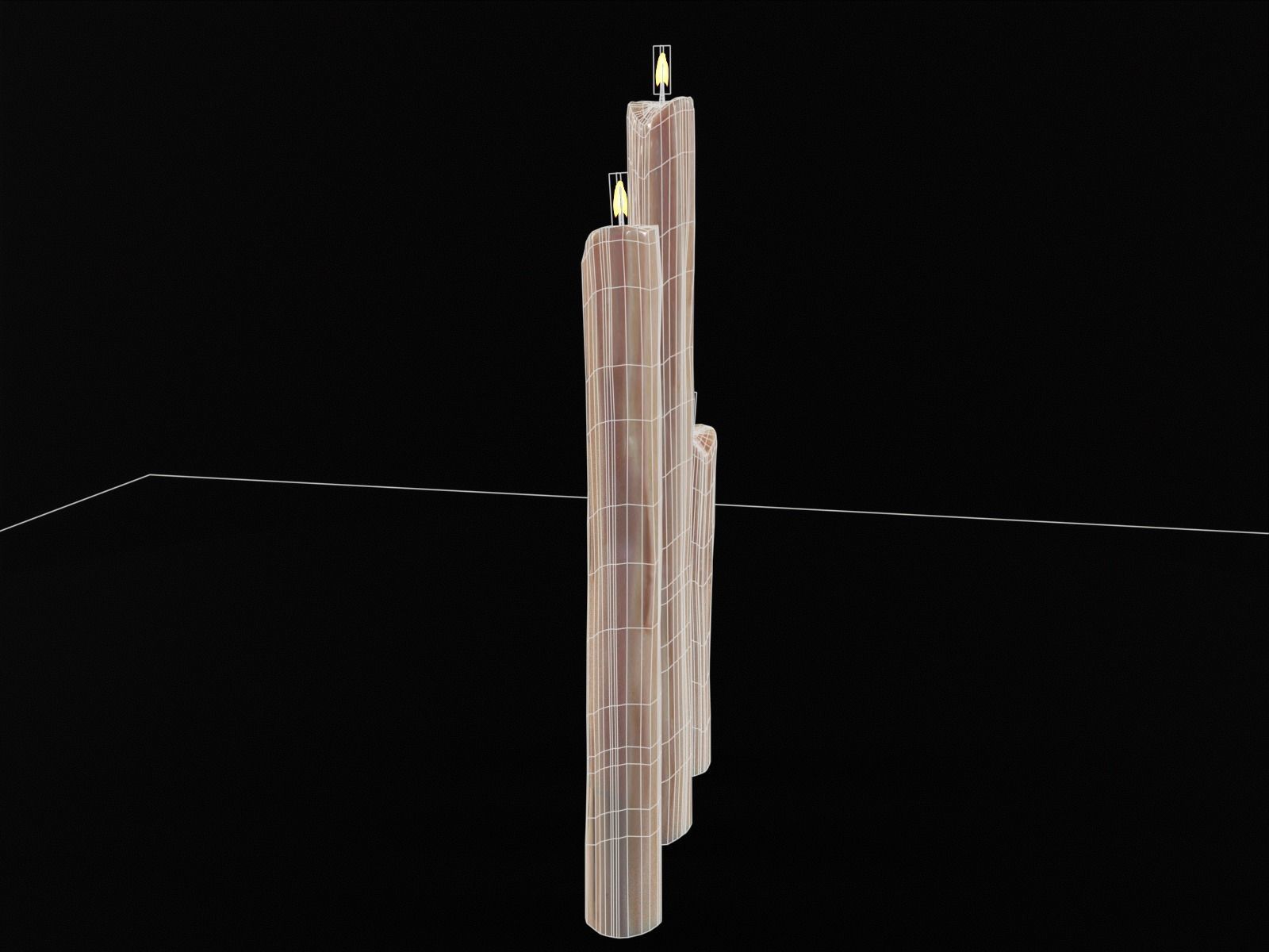 Thin Melted Candles Low-poly 3D model_13