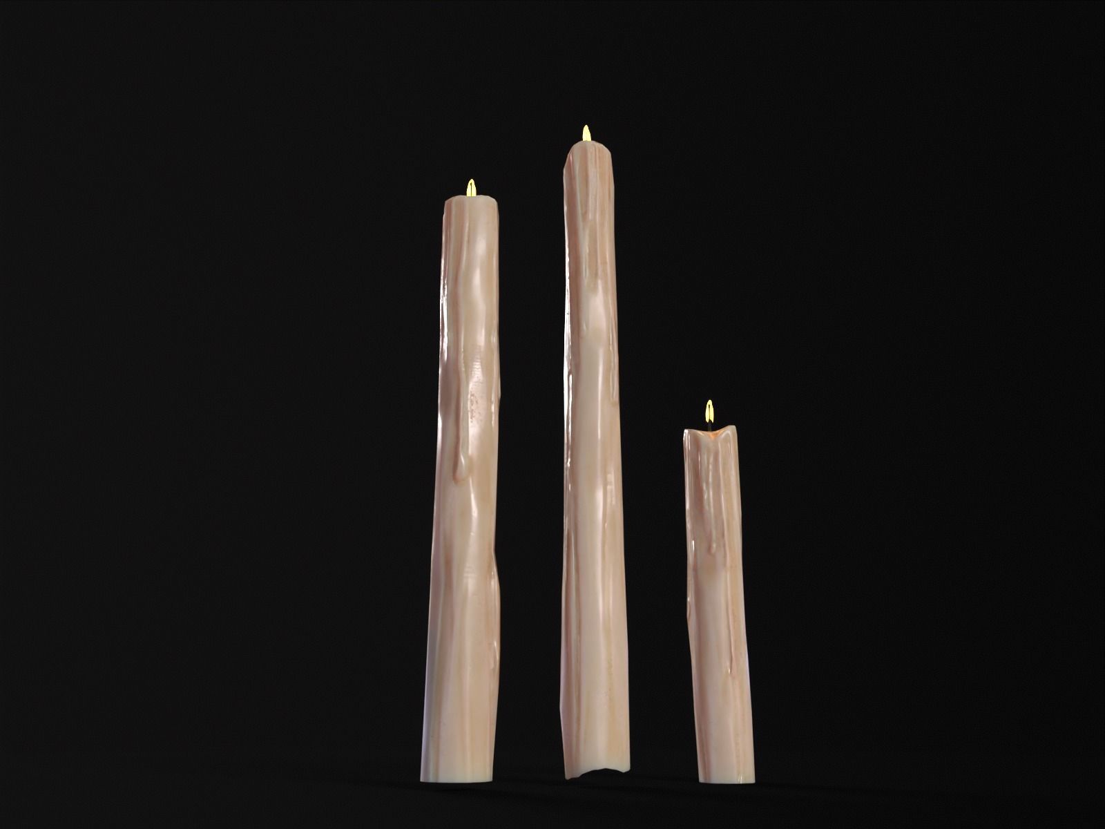 Thin Melted Candles Low-poly 3D model_22