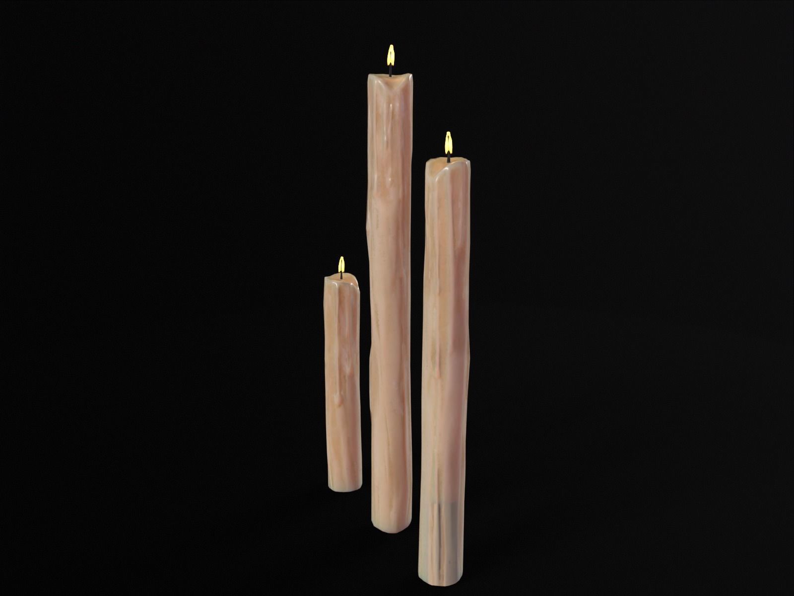 Thin Melted Candles Low-poly 3D model_8