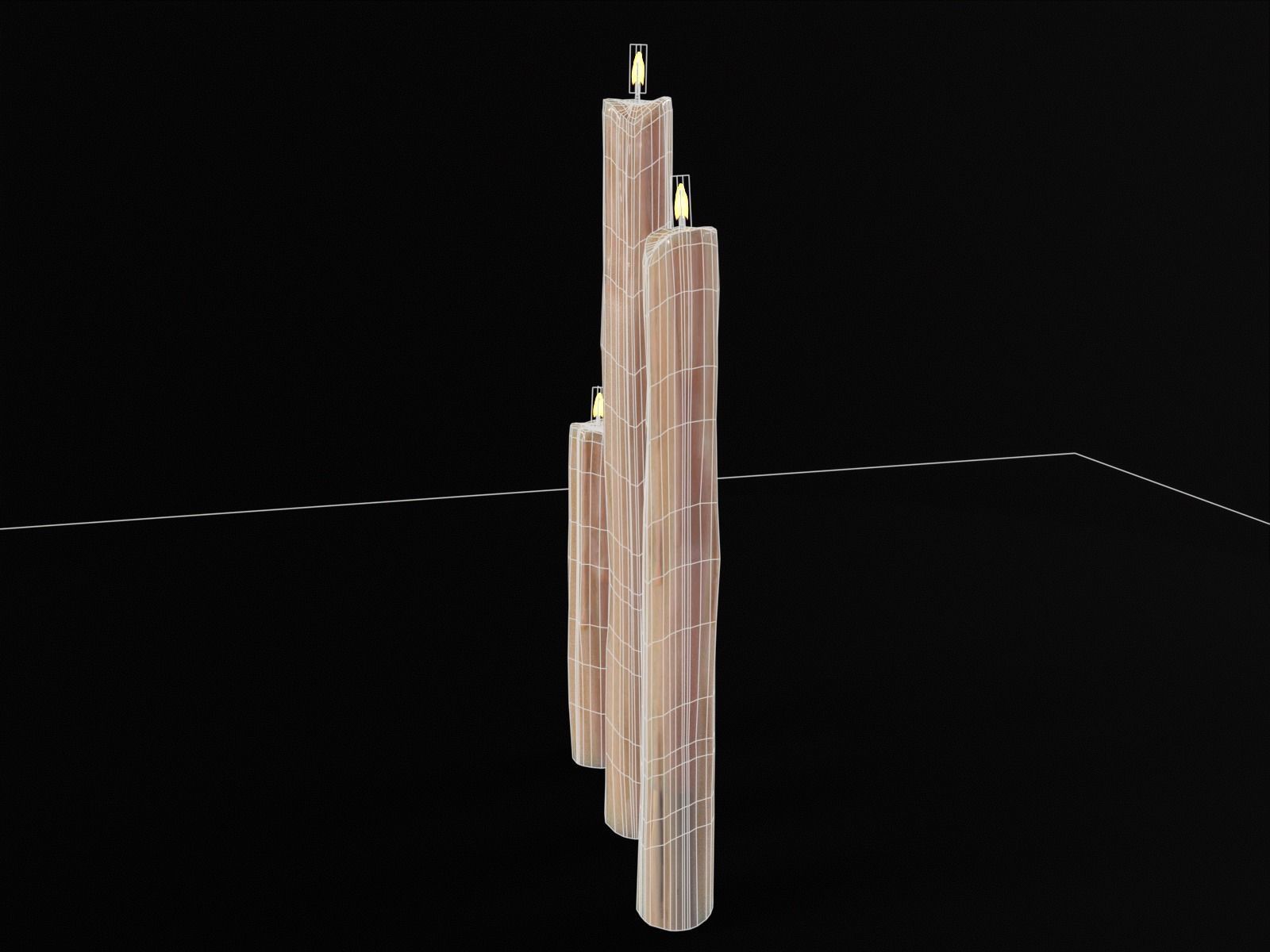 Thin Melted Candles Low-poly 3D model_11