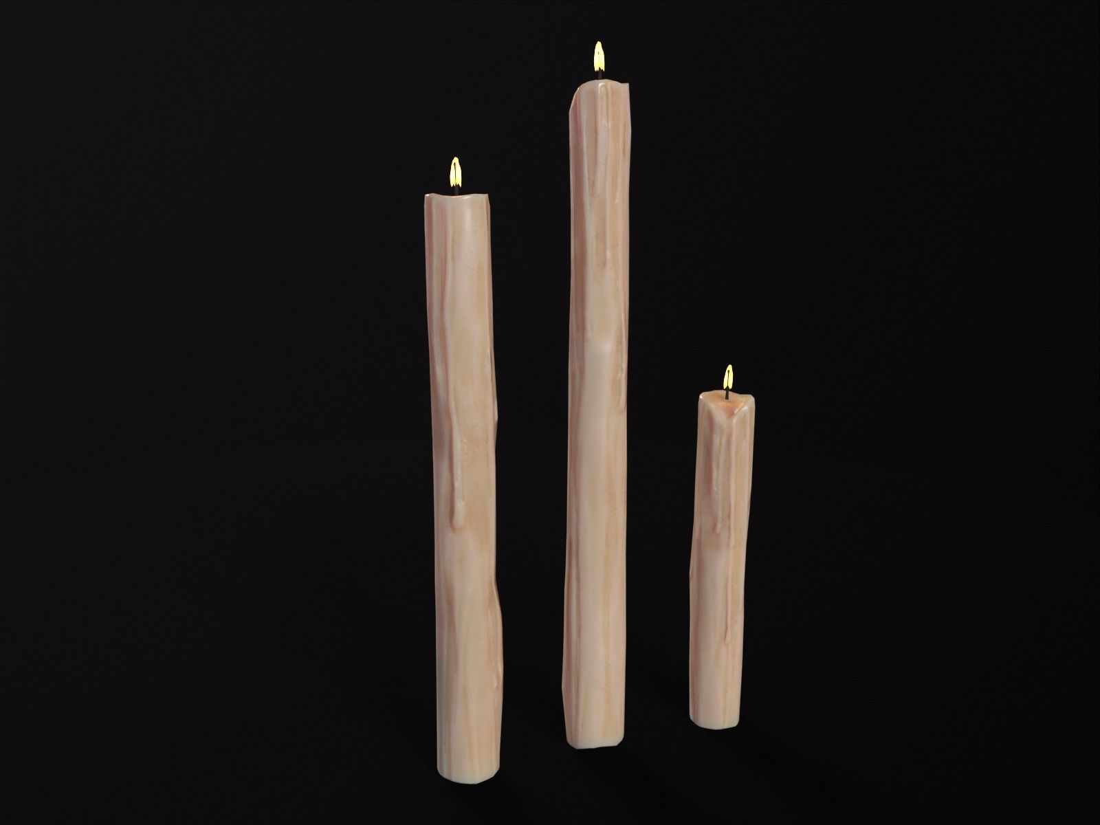 Thin Melted Candles Low-poly 3D model_16