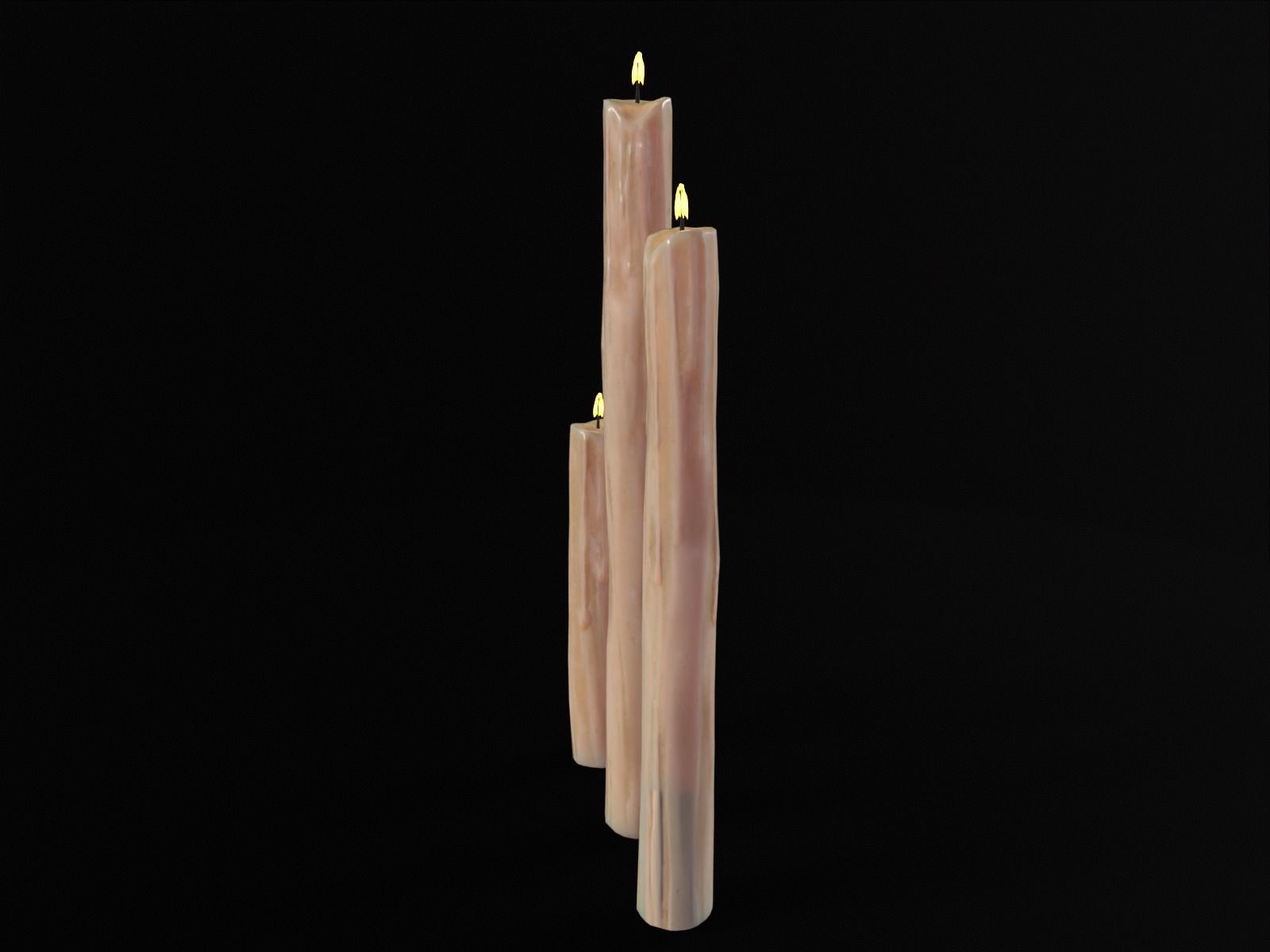 Thin Melted Candles Low-poly 3D model_10