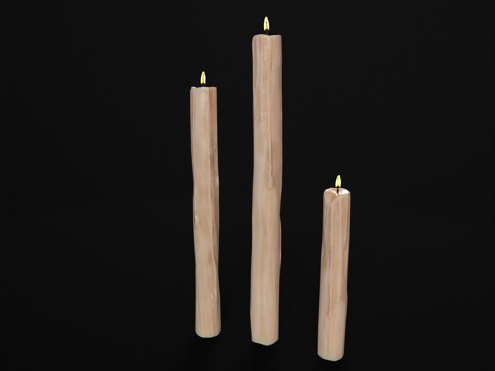 Thin Melted Candles Low-poly 3D model_18
