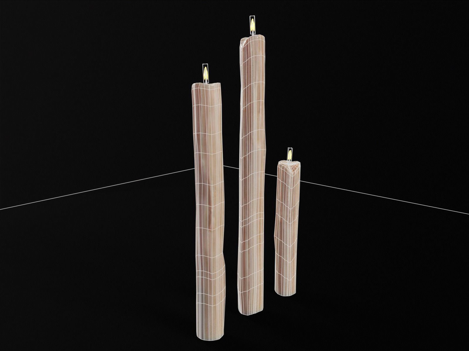 Thin Melted Candles Low-poly 3D model_15