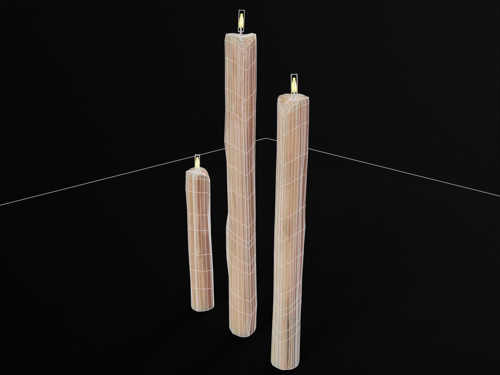 Thin Melted Candles Low-poly 3D model_7