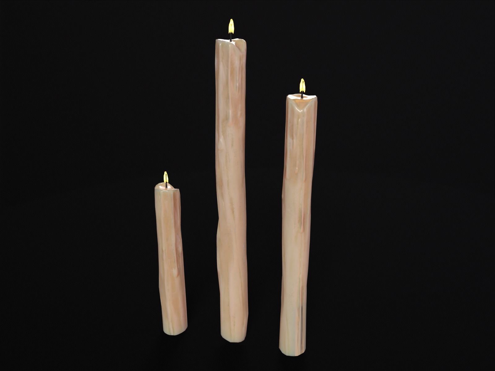 Thin Melted Candles Low-poly 3D model_2