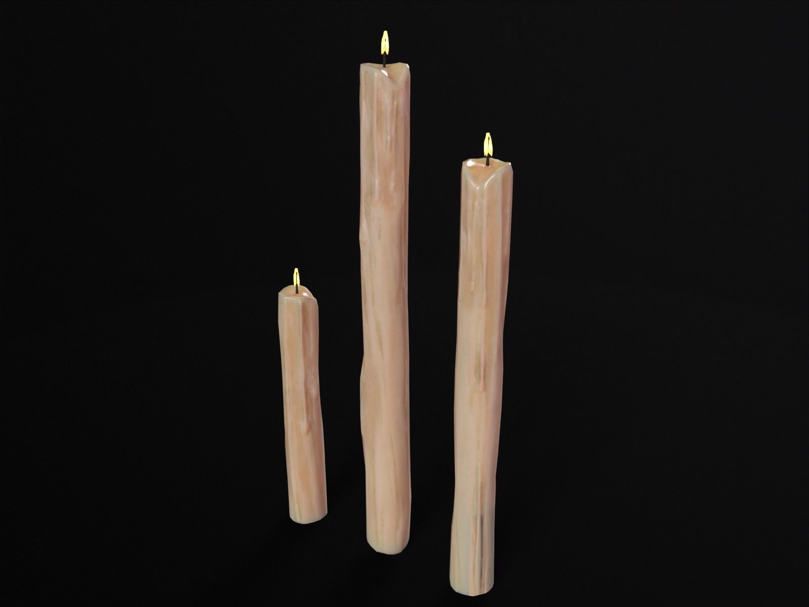 Thin Melted Candles Low-poly 3D model_4