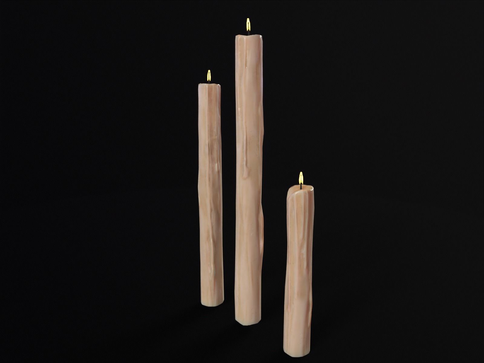 Thin Melted Candles Low-poly 3D model_20