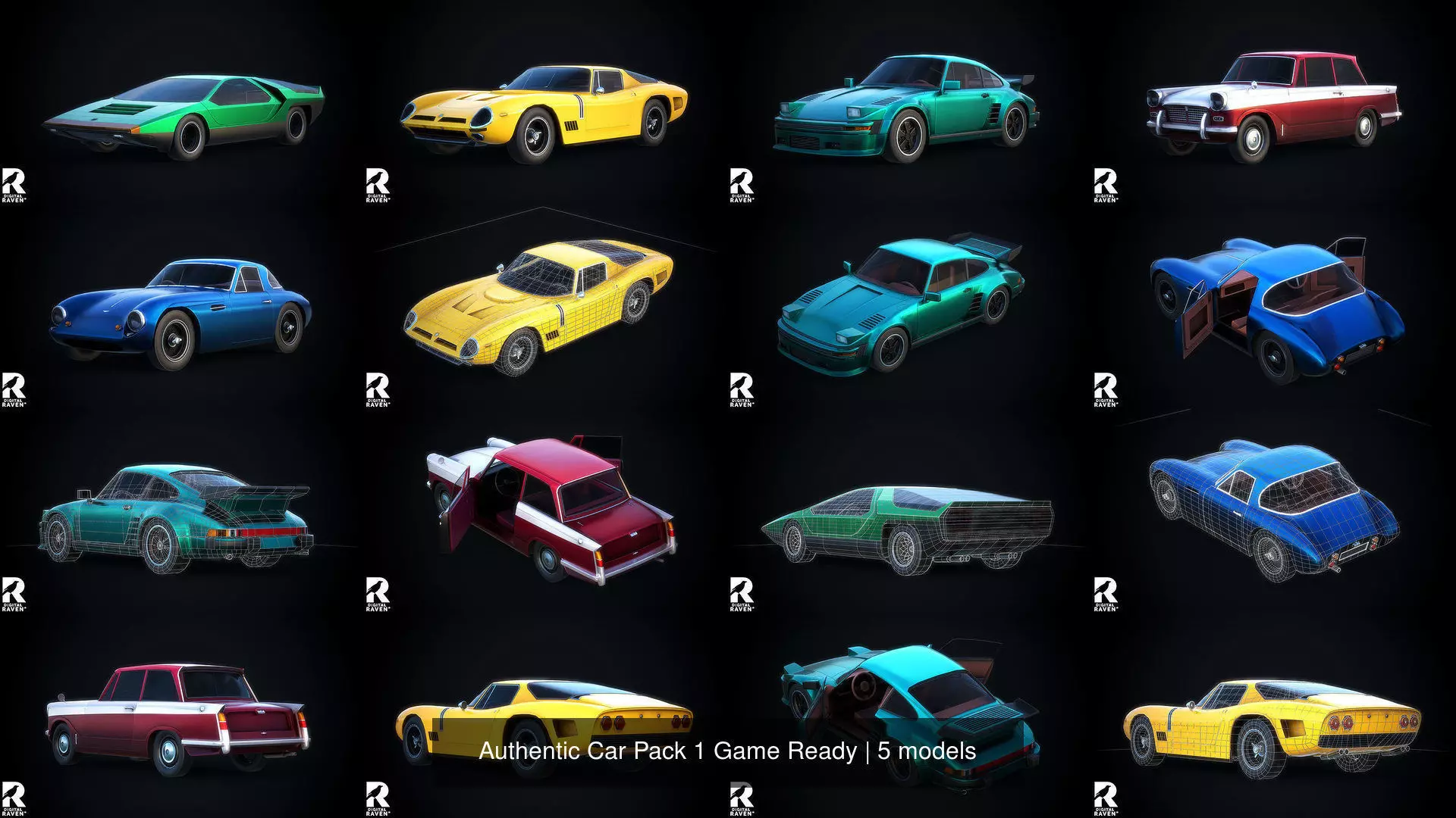  Authentic Car Pack 1 Game Ready 3D Model Collection_1