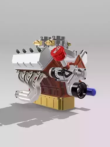 Vintage HEMI Twin Carb Street Engine 3D print model