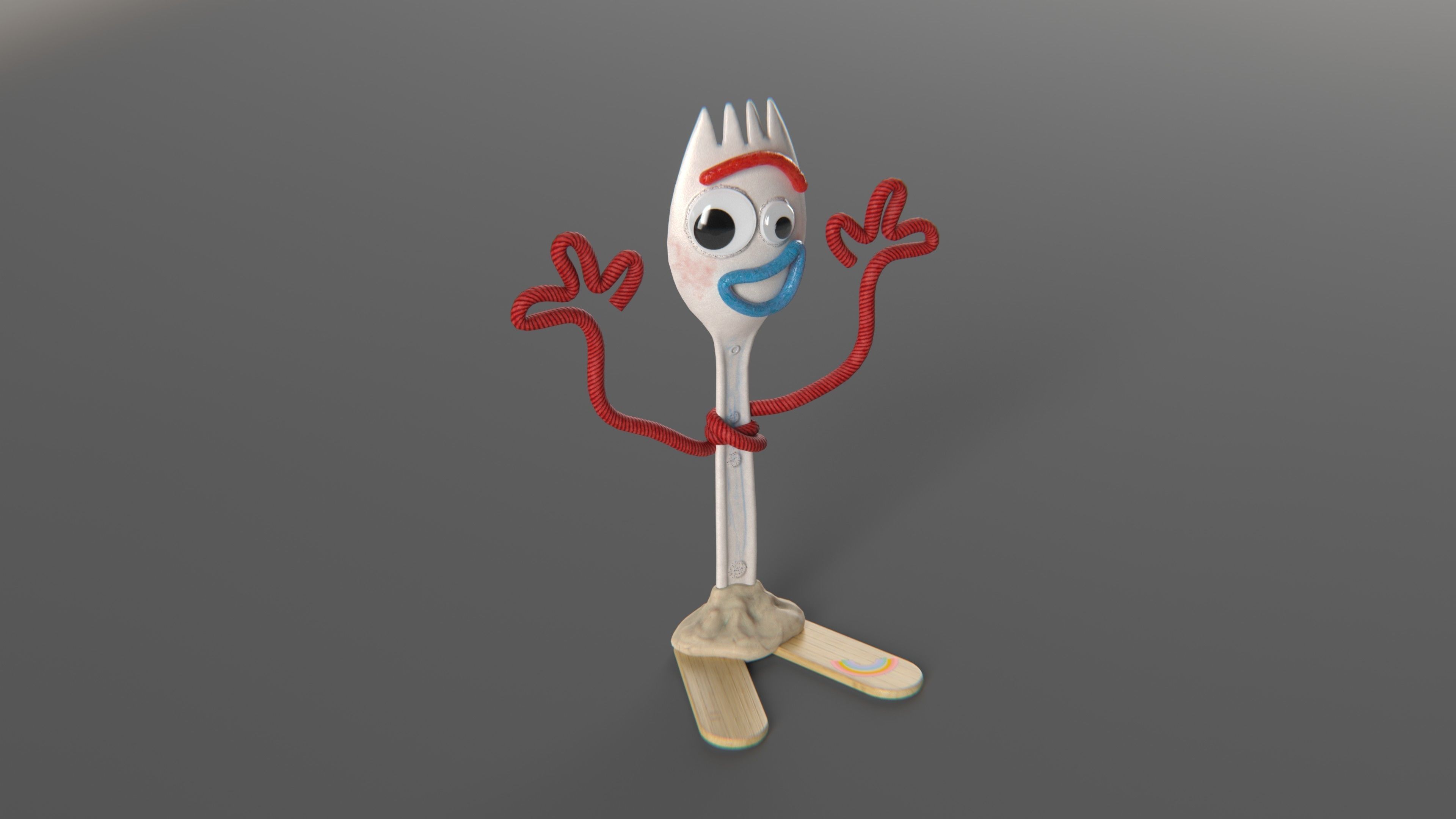 Toy Forky Low-poly 3D model_6