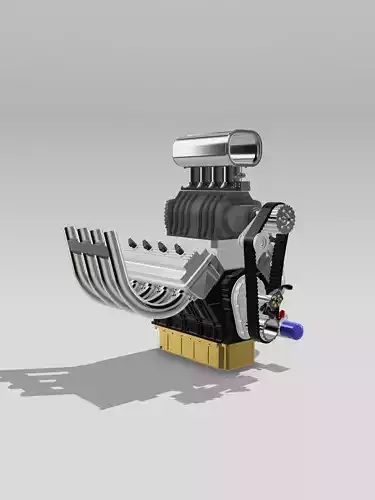 Vintage HEMI Supercharged Injected Nostalgia Engine 3D print model