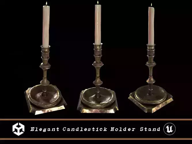 Medieval Elegant Candlestick Holder Stand Low-poly 3D model