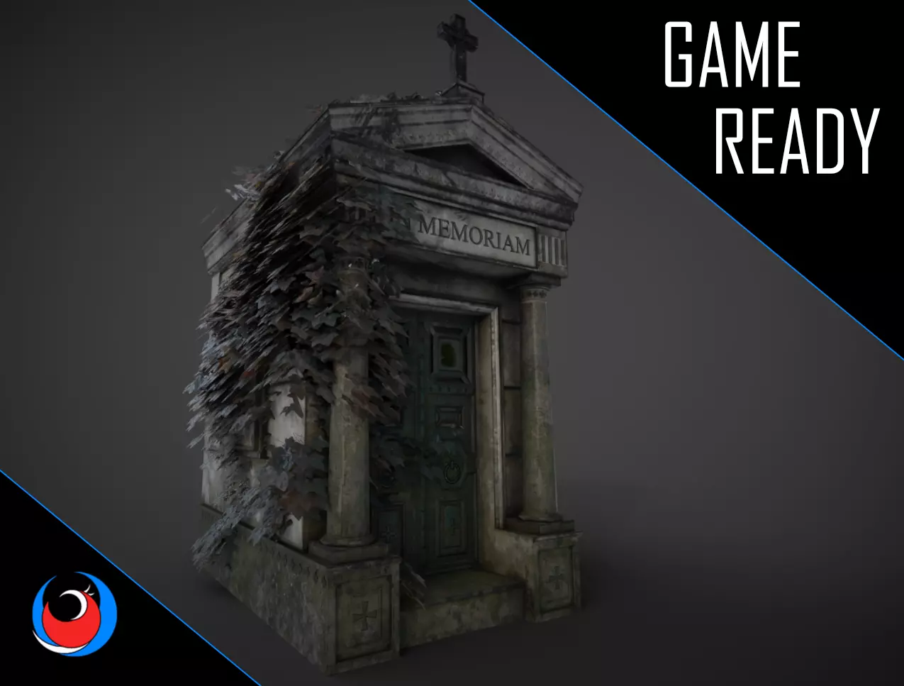 Cemetery Mausoleum 01 Low-poly 3D model_0