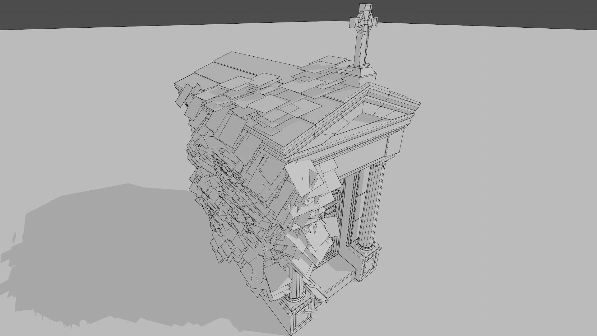Cemetery Mausoleum 01 Low-poly 3D model_8