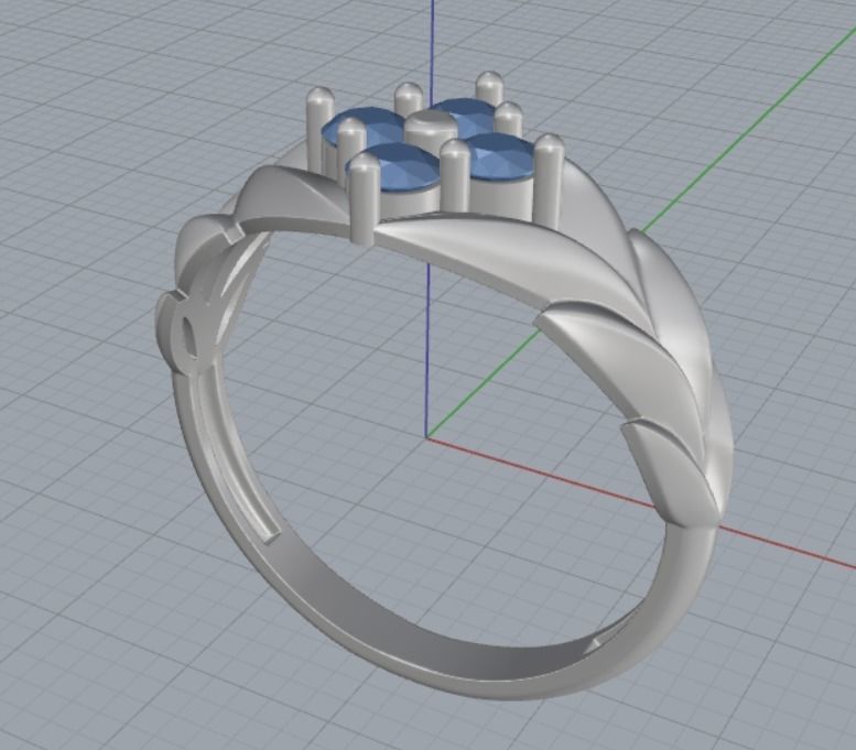 ring with leaves 3D print model_6