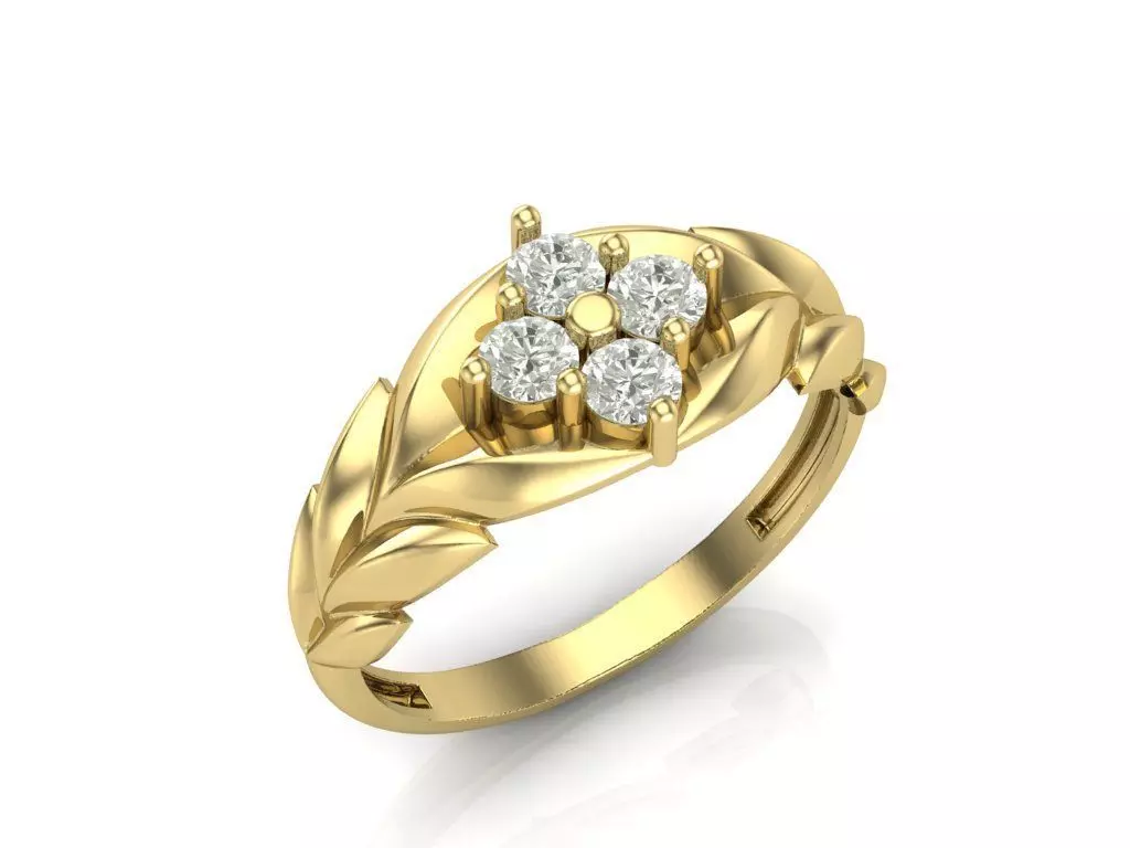 ring with leaves 3D print model_0