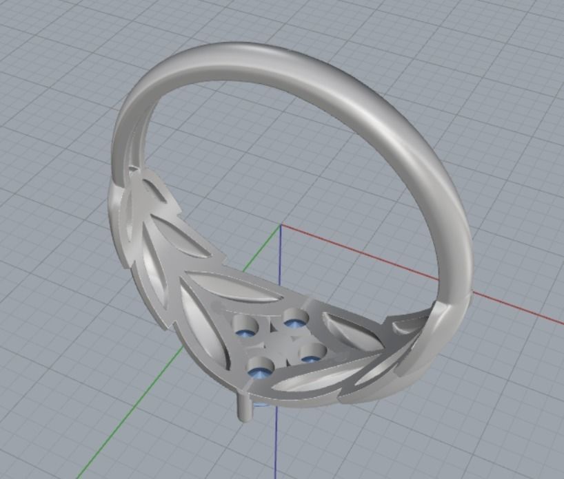 ring with leaves 3D print model_8