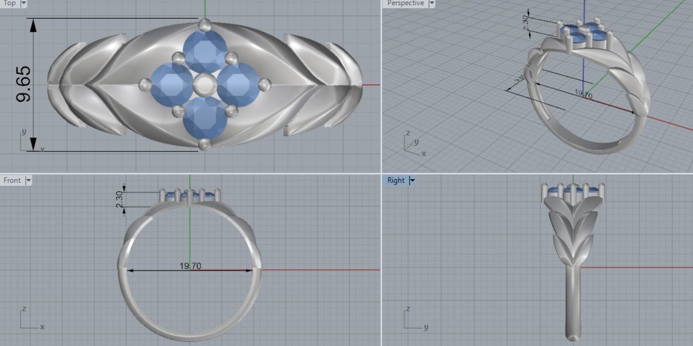 ring with leaves 3D print model_5