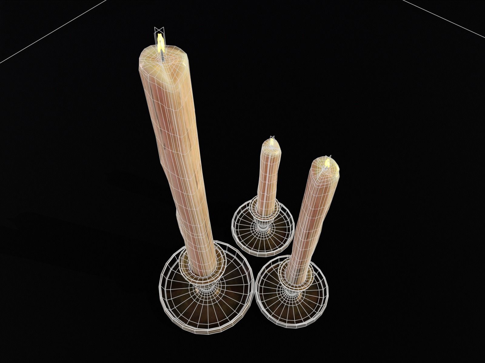 Medieval Elegant Brass Candle Stick Set Low-poly 3D model_21