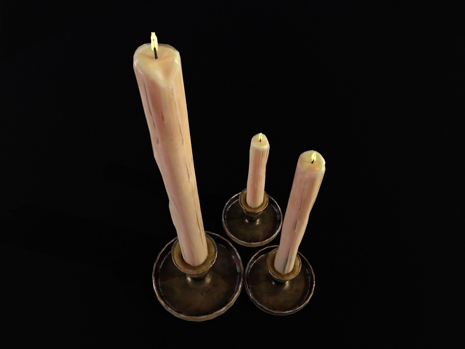 Medieval Elegant Brass Candle Stick Set Low-poly 3D model_20