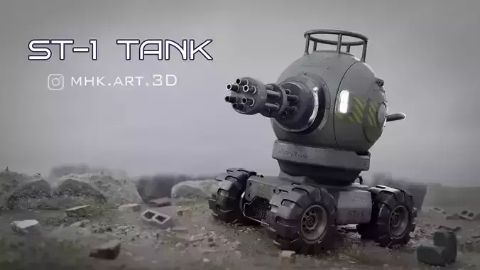 Sci-fi Tank 4K Texture 3D model