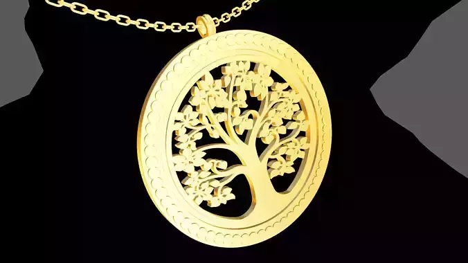 Tree pendant jewelry gold necklace medallion