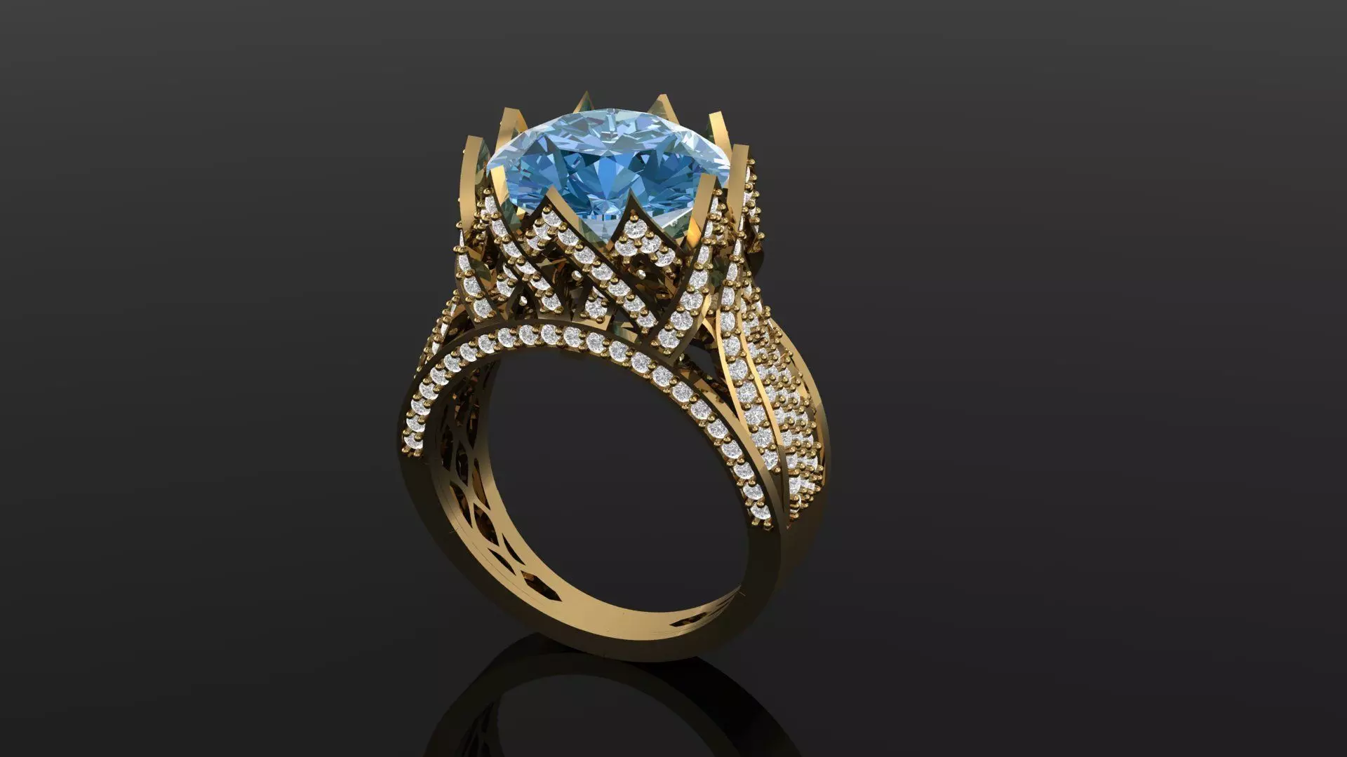 Ladies Gold ring Nature Inspired 3D print model