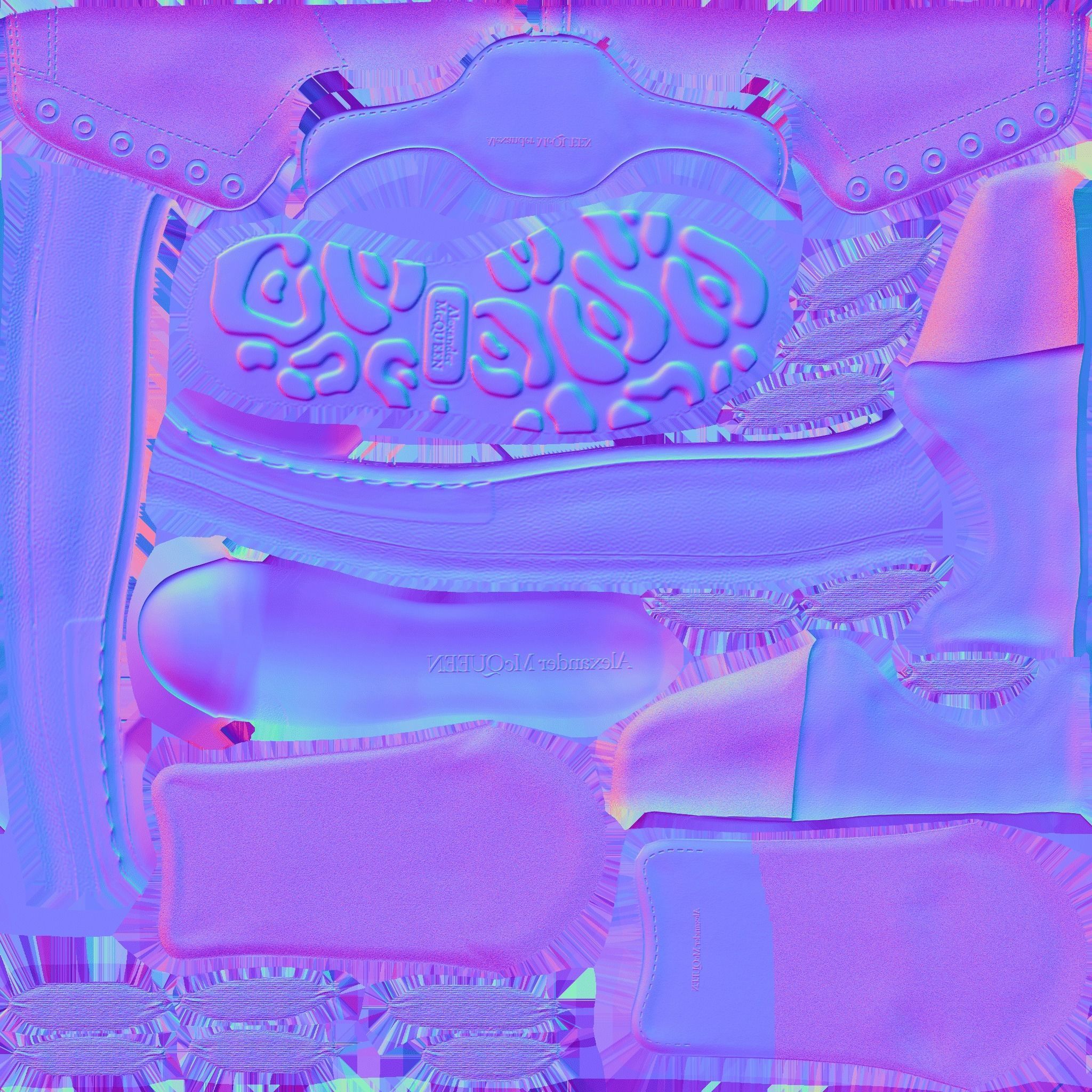 ALEXANDER MCQUEEN 3D SHOES - GREEN GLITTER Low-poly 3D model_14