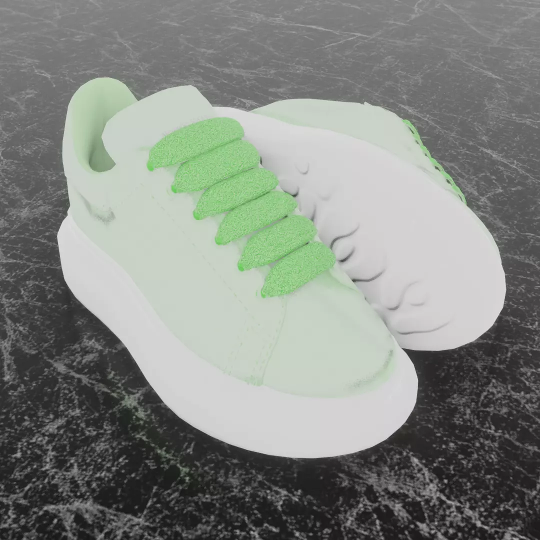 ALEXANDER MCQUEEN 3D SHOES - GREEN GLITTER Low-poly 3D model_0