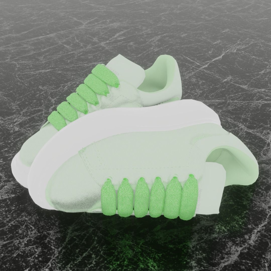 ALEXANDER MCQUEEN 3D SHOES - GREEN GLITTER Low-poly 3D model_1