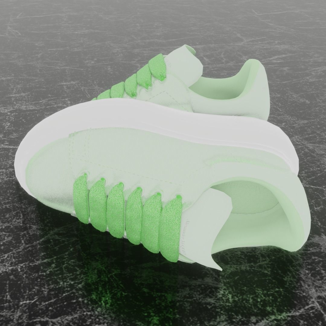 ALEXANDER MCQUEEN 3D SHOES - GREEN GLITTER Low-poly 3D model_7