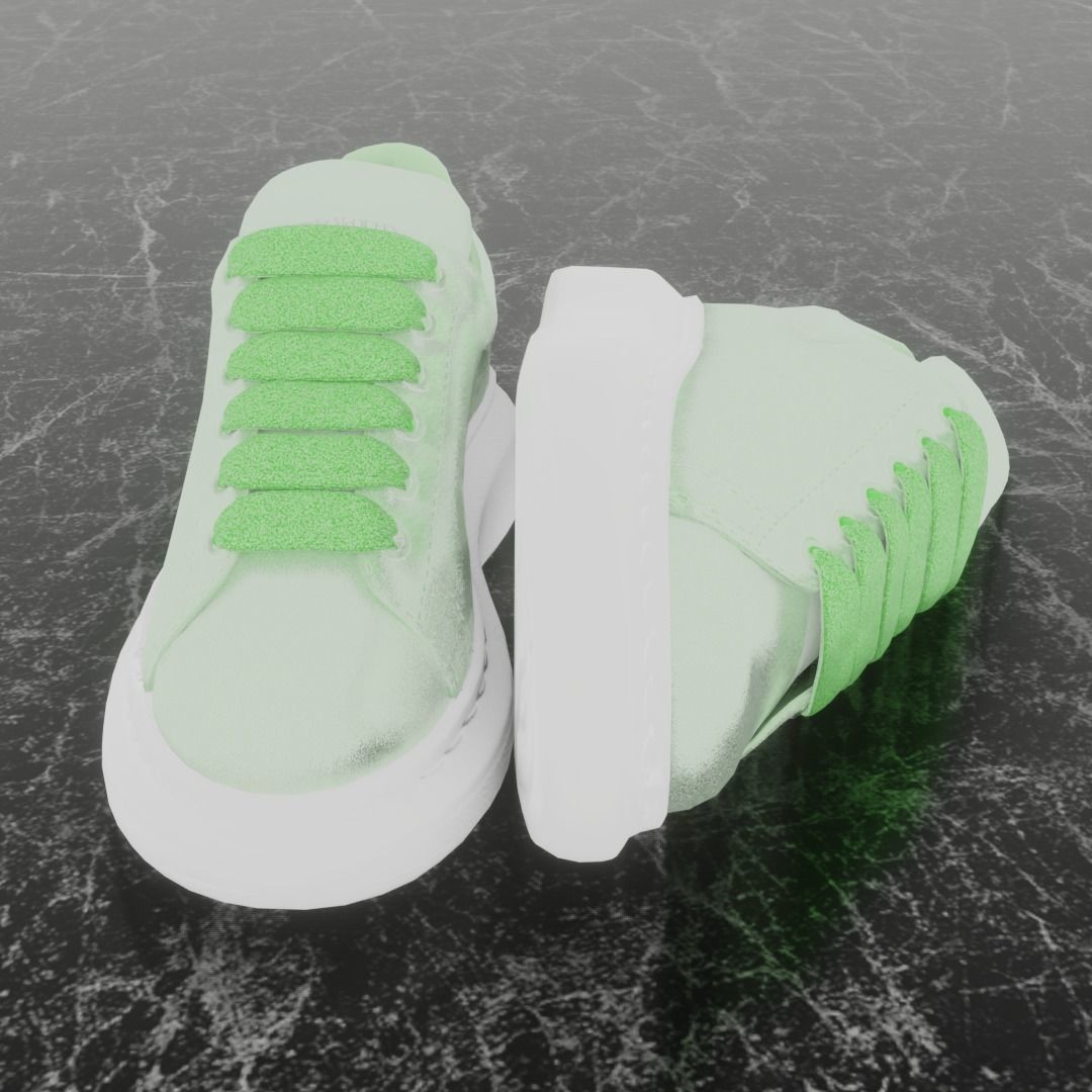 ALEXANDER MCQUEEN 3D SHOES - GREEN GLITTER Low-poly 3D model_3