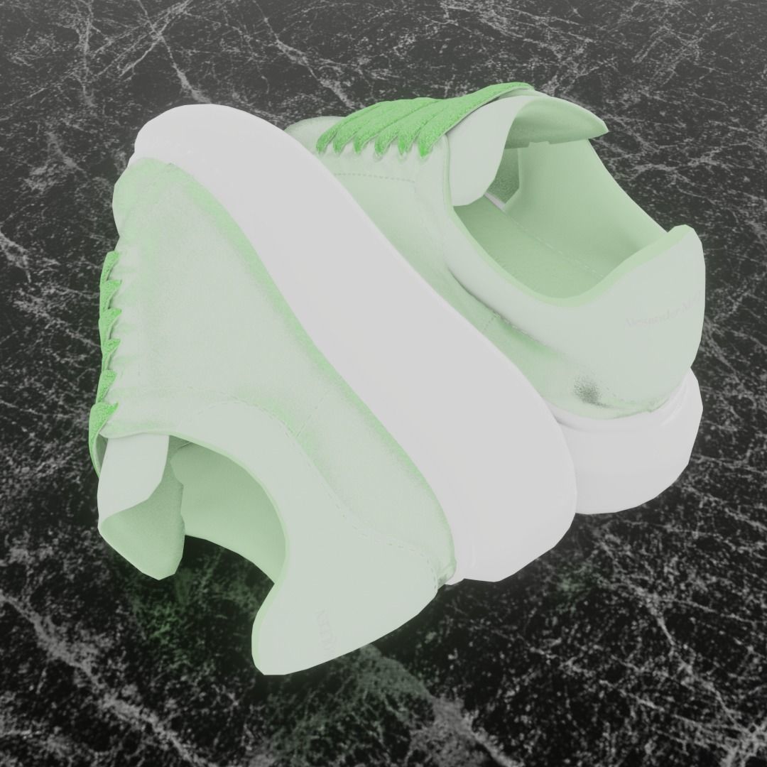 ALEXANDER MCQUEEN 3D SHOES - GREEN GLITTER Low-poly 3D model_6