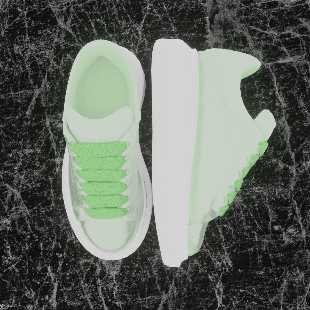 ALEXANDER MCQUEEN 3D SHOES - GREEN GLITTER Low-poly 3D model_2