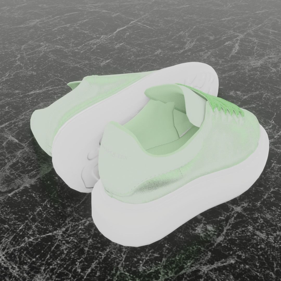 ALEXANDER MCQUEEN 3D SHOES - GREEN GLITTER Low-poly 3D model_5